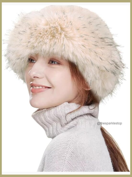 Winter Faux Fur Bucket Hat Plush Warm Fisherman Style Adjustable main image 6